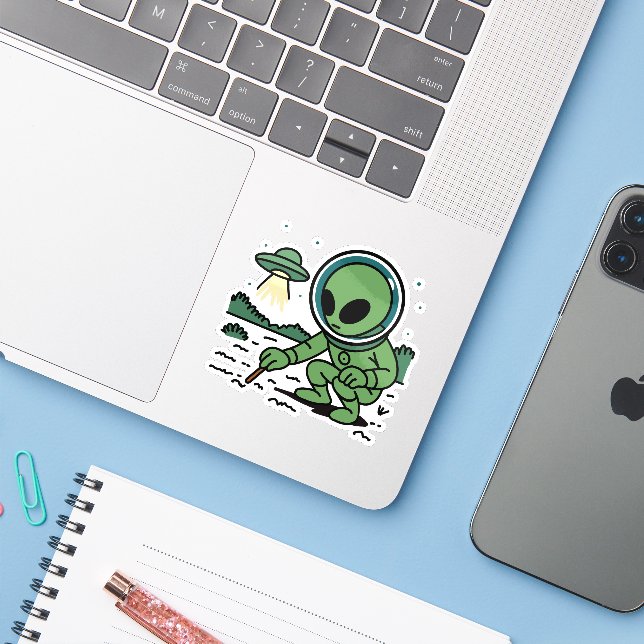 Alien Melancholy Sticker (Laptop w/ iPhone)