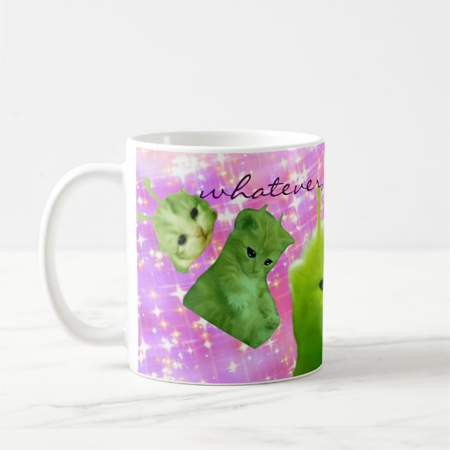 alien meme green kitten mug (Left)