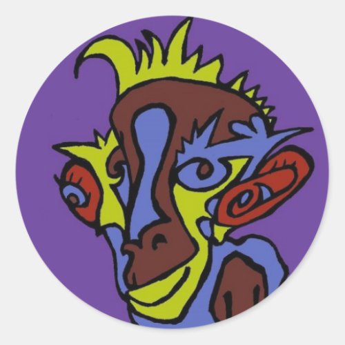 Alien Monkey Classic Round Sticker