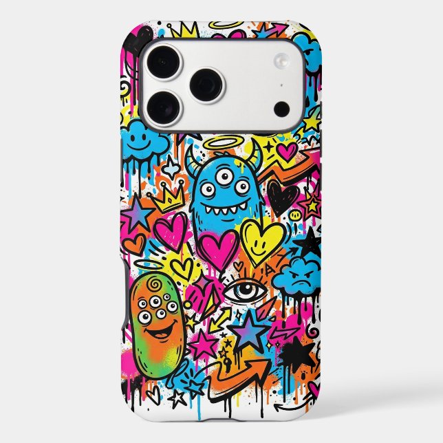Alien Monster Graffiti Pattern iPhone Case (Back)