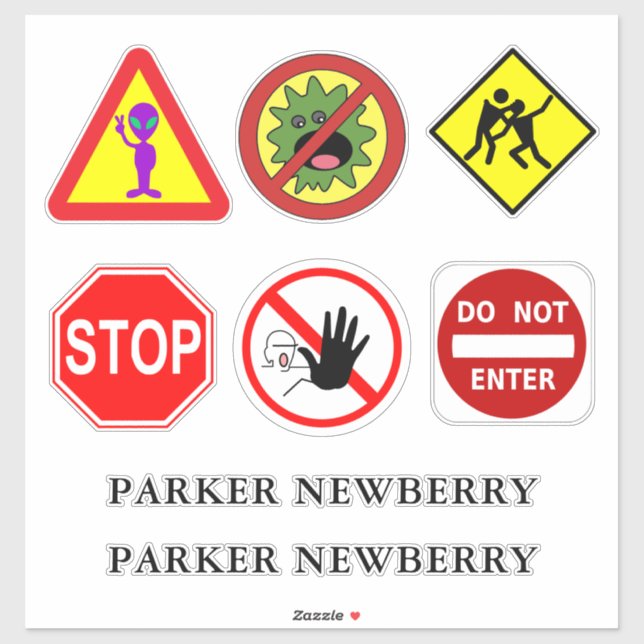 Alien, Monster, Zombies & Signs Custom Name 14" Sticker (Sheet)