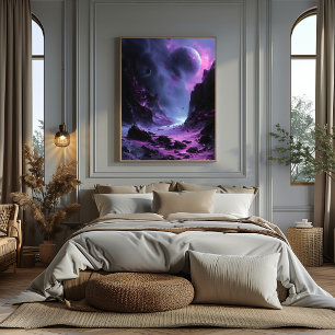 Alien Moon Valley: Surreal Landscape Poster