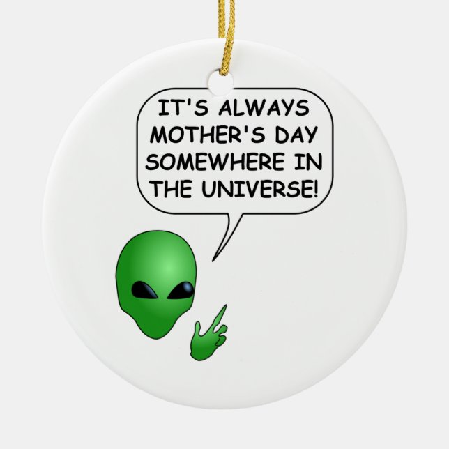 Alien Mother's Day Ceramic Ornament (Front)