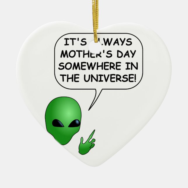 Alien Mother's Day Ceramic Ornament (Front)
