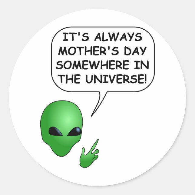 Alien Mother's Day Classic Round Sticker (Front)