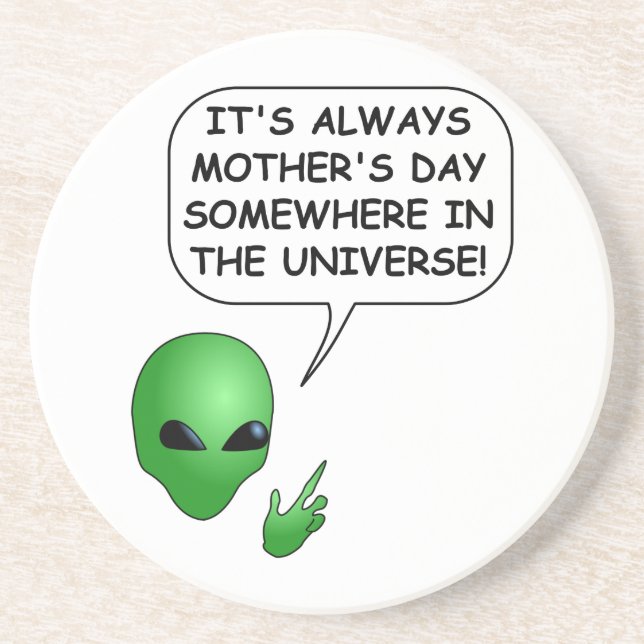 Alien Mother's Day Sandstone Coaster (Front)