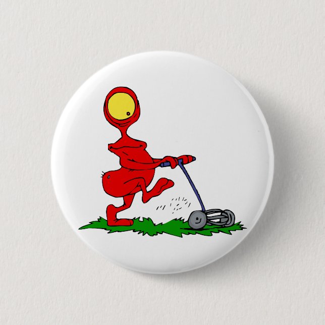 Alien Mowing Lawn Button (Front)