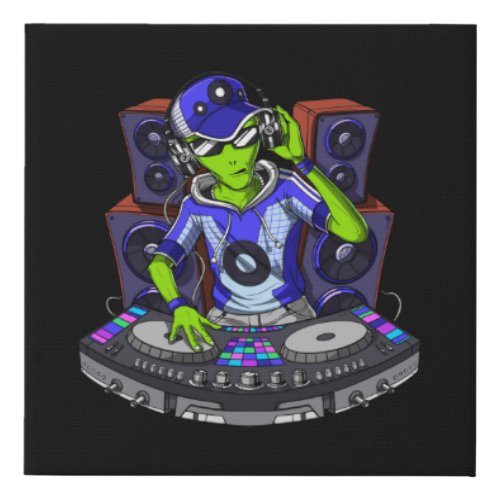 Alien Music DJ Faux Canvas Print