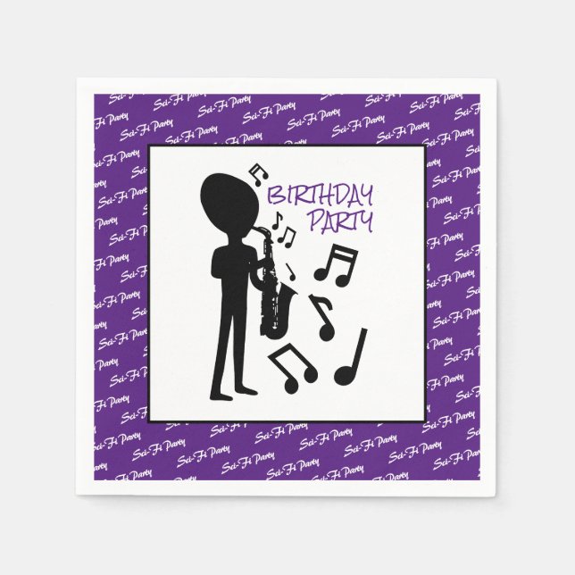 Alien Musician, Birthday Napkins (Front)