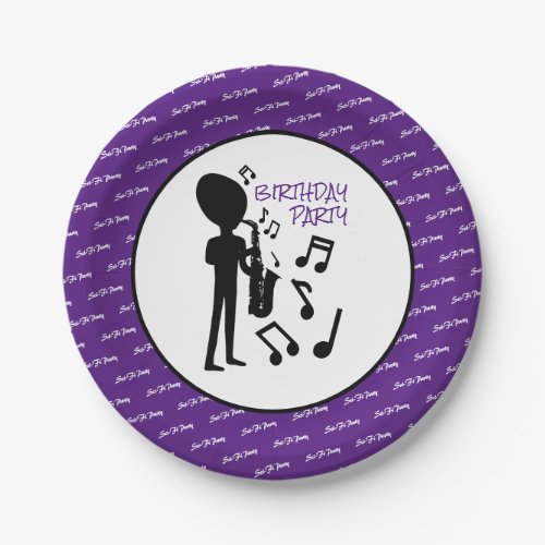 Alien Musician Birthday Paper Plates