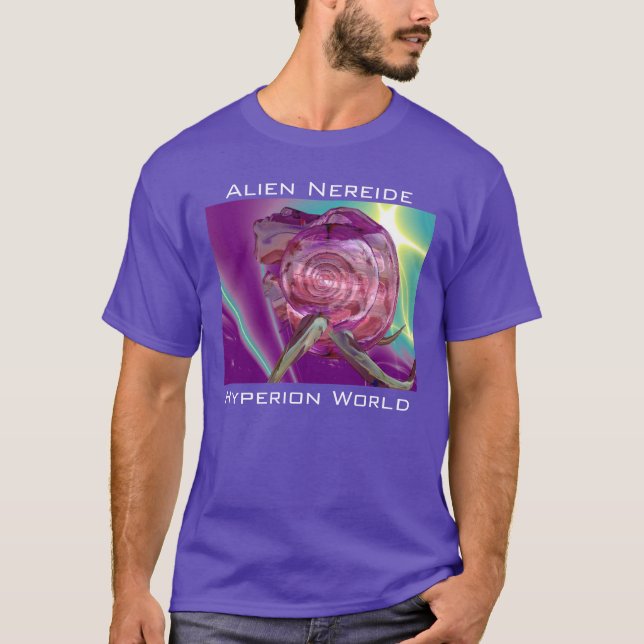 ALIEN NEREIDE /NYMPH OF WATER,PINK SEASHELL Sci-Fi T-Shirt (Front)