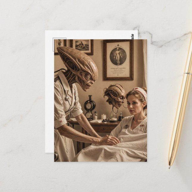 Alien Nurse Postcard (Front/Back In Situ)