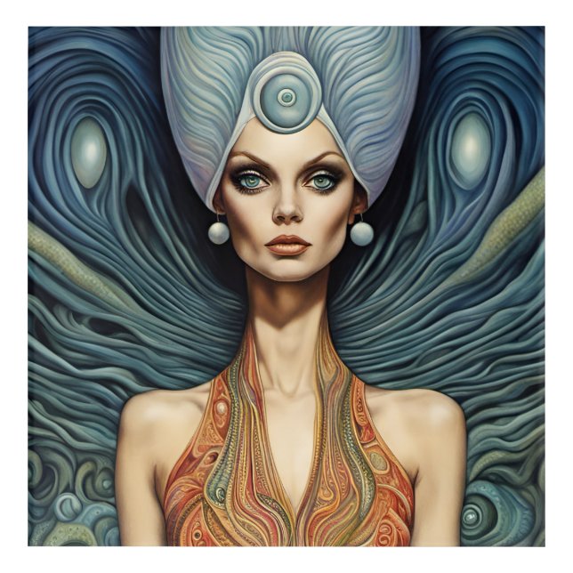 Alien on a Blue Background Acrylic Print (Front)