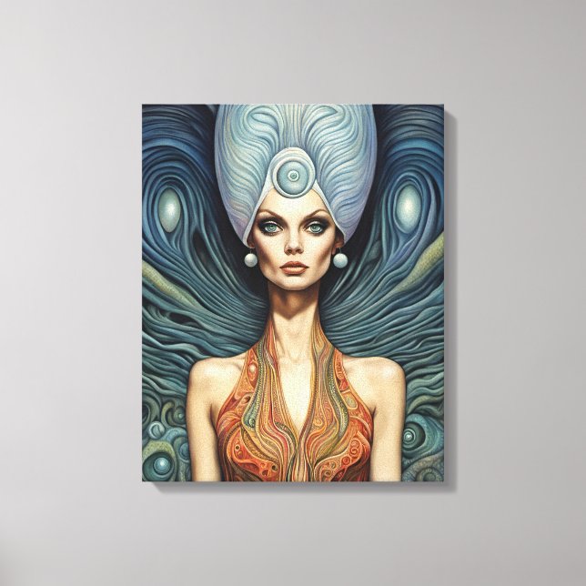 Alien on a Blue Background Canvas Print (Front)