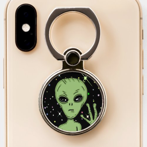 Alien on a Starry Night Crypto Art Ufology Phone  Phone Ring Stand