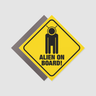 ALIEN ON BOARD DIAMOND CAR MAGNET