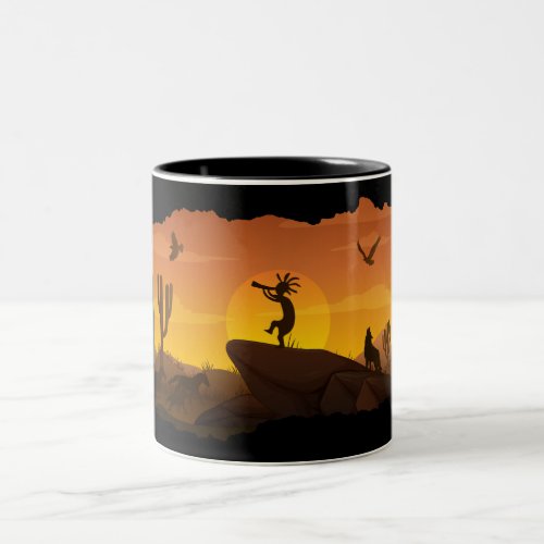 Alien or Human  Kokopelli  Two_Tone Coffee Mug