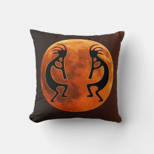 Alien or Life Blood Moon Kokopelli Throw Pillow