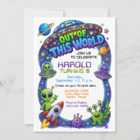 Alien Out of the World Birthday Outer Space Galaxy