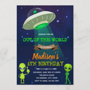 Details about   Alien Style 2 Birthday Invitations Cards With Envelopes 10ct