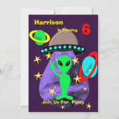 Alien Outer Space Kids Fun Cute Birthday Party Invitation (Front)