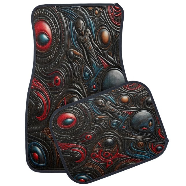 Alien Patterns Unveiling Cosmic Secrets Car Floor Mat (Set)