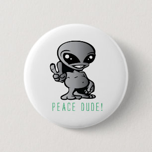 Alien-Peace Pinback Button