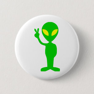 Alien Peace Sign Pinback Button