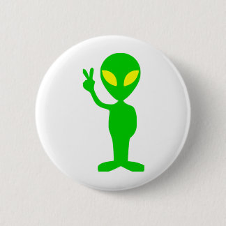 Alien Peace Sign Pinback Button