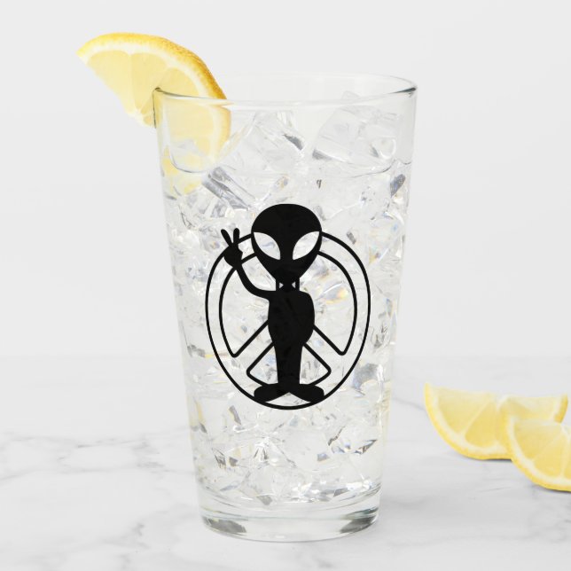 Alien Peace Sign  Pint Drinking Glass (Front Ice)