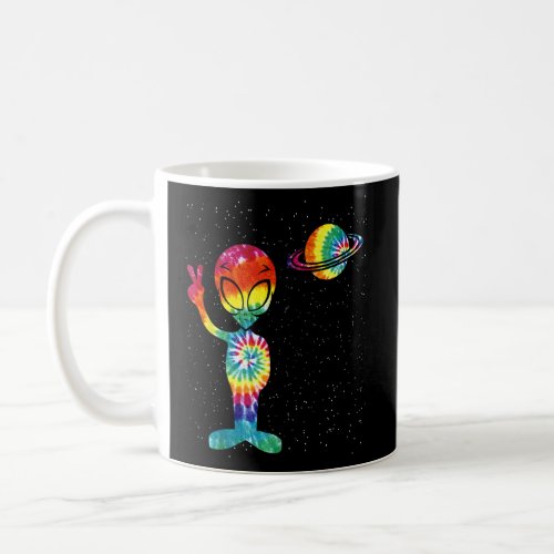 Alien Peace Sign Planet Tie Dye Men Women  Coffee Mug