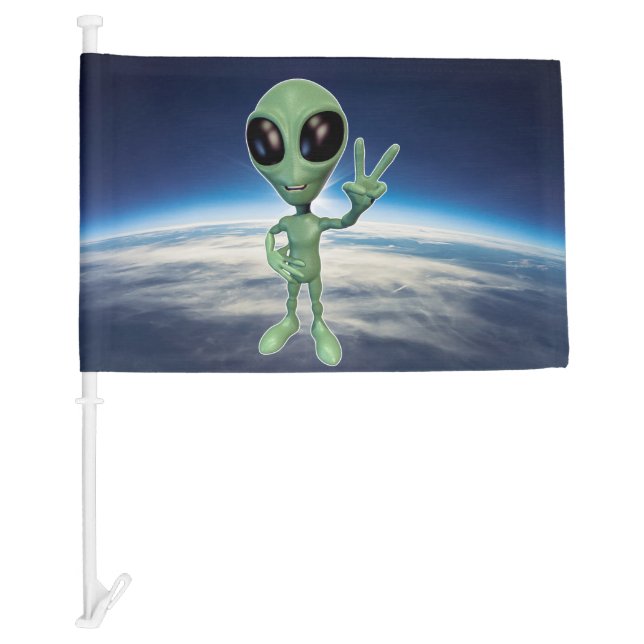 Alien - Peace V Sign Car Flag (Front)