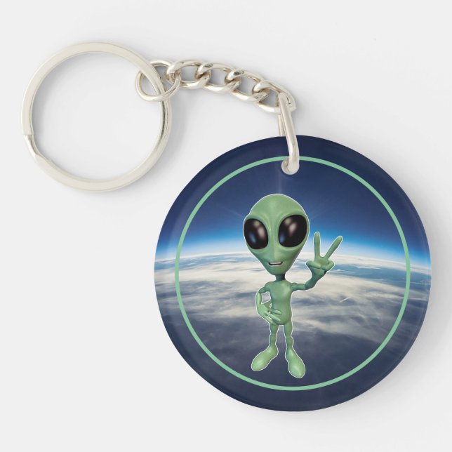 Alien - Peace V Sign Keychain (Front)
