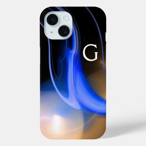 ALIEN PEARL  BLUE BLACK WHITE ABSTRACT Monogram iPhone 15 Case