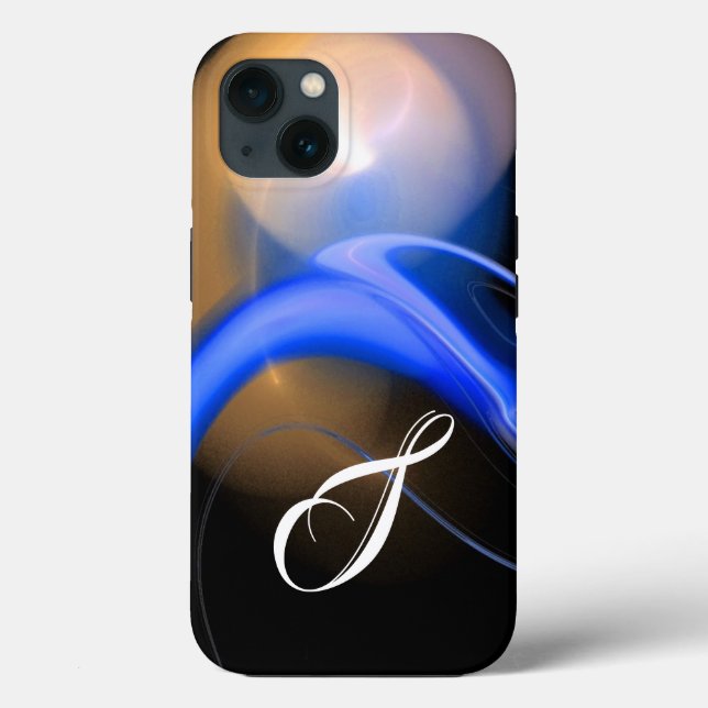 ALIEN PEARL MONOGRAM White Blue Fractal Swirls  Case-Mate iPhone Case (Back)