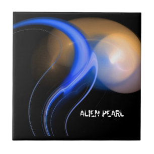 ALIEN PEARL Orange Blue Black Fractals Tile