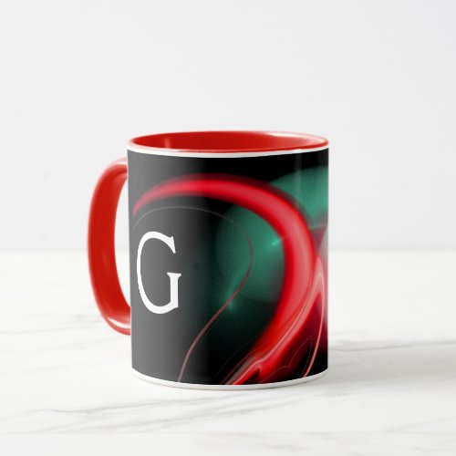 ALIEN PEARL Red Green  Black Fractals Mug