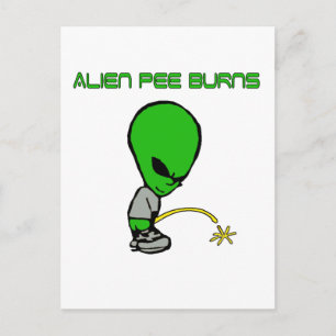 Alien Pee Burns Postcard