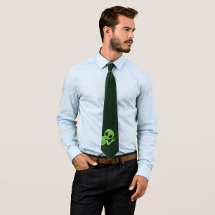 Alien Peeking and Waving Fun Sci Fi Outer Space Neck Tie