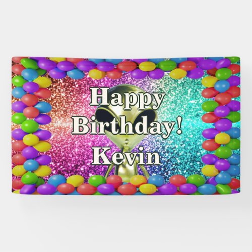 Alien Personalized character birthday banner