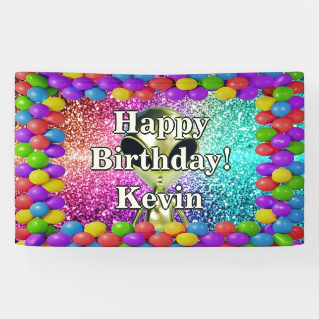 Alien Personalized character birthday banner (Horizontal)