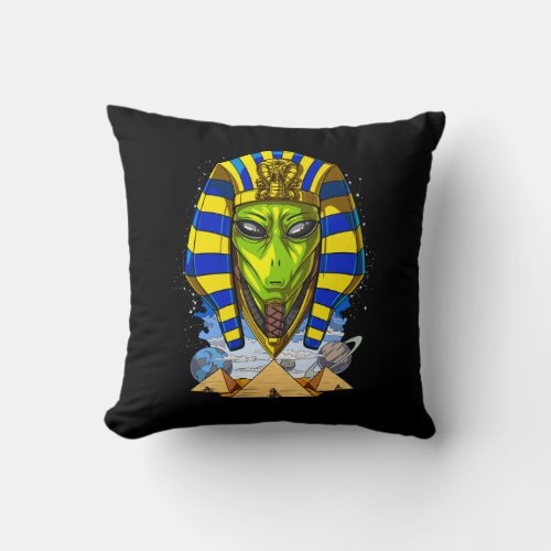 Alien Pharaoh Egypt Tutankhamun Ancient Annunaki Throw Pillow