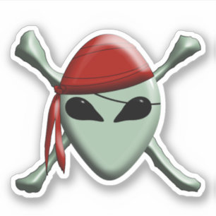Alien Pirate Jolly Roger Sticker