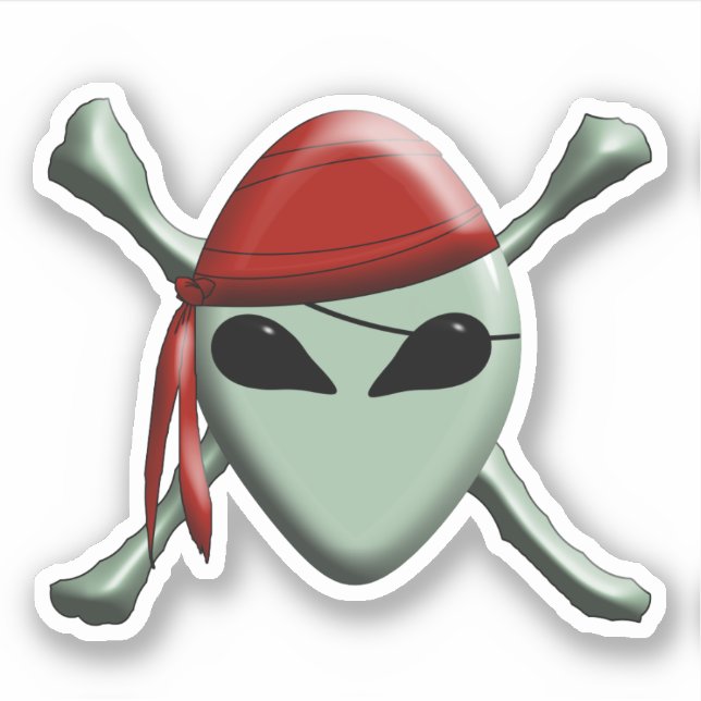  Alien Pirate Jolly Roger Sticker (Front)