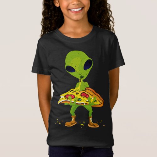 Alien Pizza Eating Peace Funny Space Food Lover T_Shirt