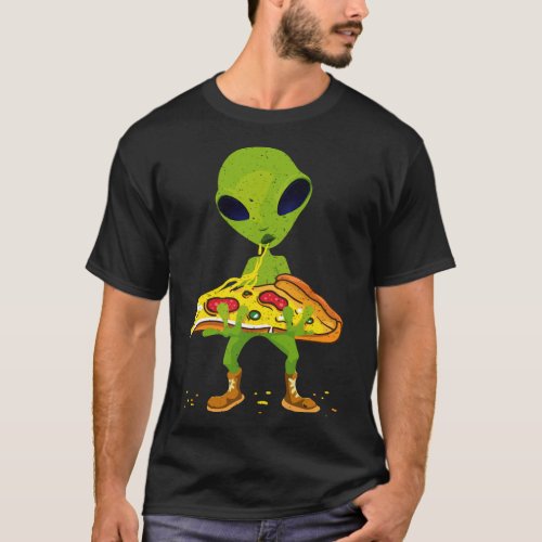 Alien Pizza Eating Peace Funny Space Food Lover T_Shirt