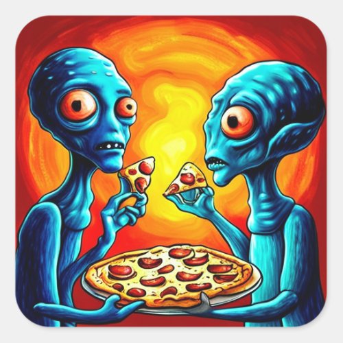 Alien Pizza Time Stickers