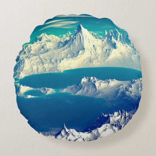 Alien Planet - 3D ed Computer Artwork. Rocks and s Round Pillow (Front)