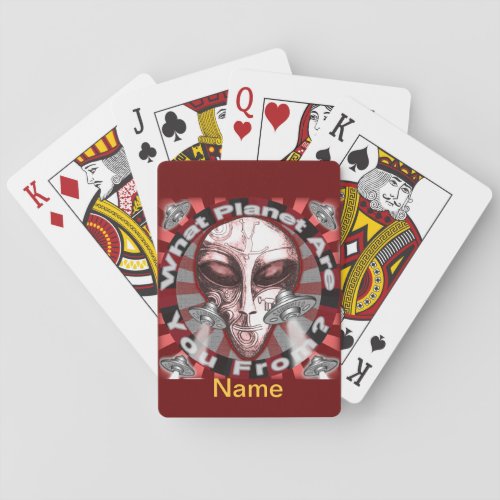 Alien Planet custom name Playing Cards