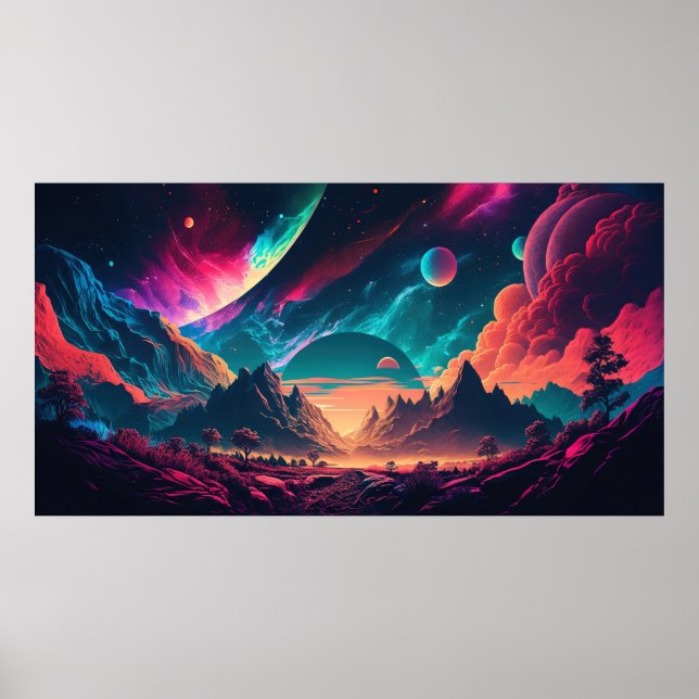 Alien planet landscape background poster (Front)